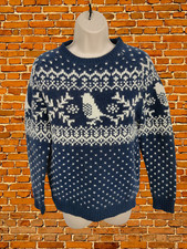 JACK WILLS UK 10 NAVY JUMPER SWEATER CREW FESTIVE ROBIN FAIRISLE XMAS KNIT WOMEN