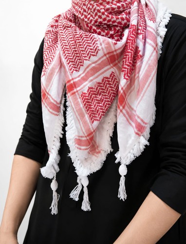 Jordanian red white shemagh - jordanian,