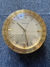 VINTAGE BRASS TIFFANY & CO WORLD DESK CLOCK engraved 1987