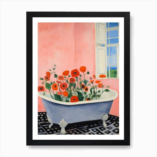 Bathtube full poppy in - a, of