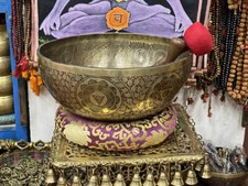 18" Special Om Healing Carving Extra Large Singing Bowl From Nepal-Meditation Bo