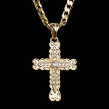 Gold Filled | Ornate Cross Pendant with CZ Stones | Luxury Necklace For Men's