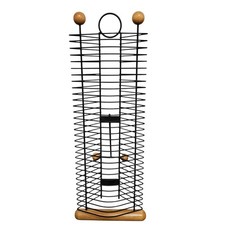 CD Storage Tower Rack Free Standing Metal & Wood Retro Stores 30 Storage Black