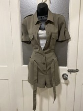 Khaki military-style romper