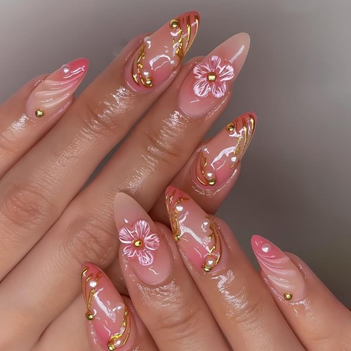 24pcs almond press nails - 24pcs, on