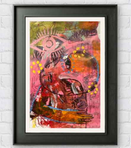 Raw abstract face painting neo - abstract,
