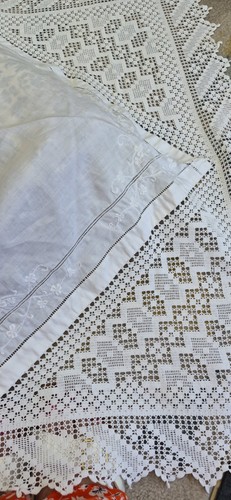 Vintage lace tablecloth - vintage,