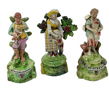 Antique Staffordshire Pearlware Figures Ralph Salt x 3 Shepherd Shepherdess