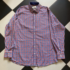 Hawes & Curtis Red White Blue Checked Luxury Cotton Shirt St James Slim Fit