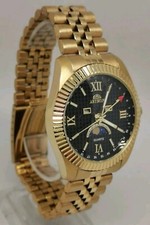 Astron Triple Date Moonphase Gold Plate Gents Quartz Wrist Watch Cal Miyota 6P80