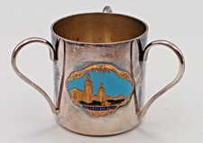 North East Coast Exhibition 1929 Silver Plate Tyg Cup Enamel Plaque