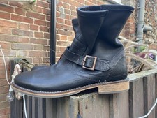 Superb Caterpillar Black Leather Biker Styled Boots…Size 9 Uk…Wide Width