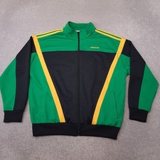 Adidas Mens Track Jacket Large Green Black Rasta Jamaica Originals Trefoil SST