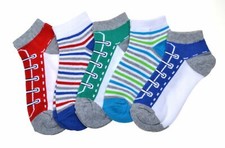 5 pairs of Children's Shoes & Stripe design Trainer socks