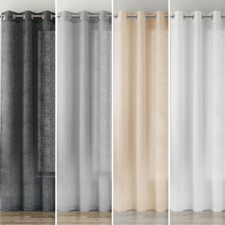 Crete Linen Look Textured Voile Eyelet Curtain Panel 4 Colours 3 Drops 55"Wide