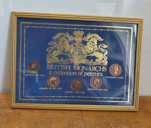 Framed penny coins british - framed,