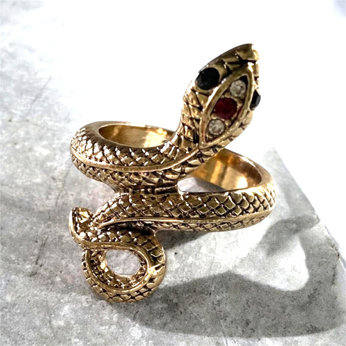 Vintage rhinestone snake ring - vintage,