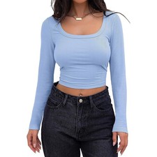 Women Scoop Neck Ribbed