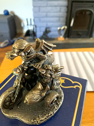 Pewter dragon riding - pewter,