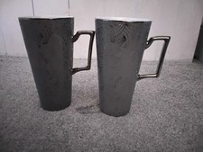 2 x Fox and Ivy Grey Decorative Tall Latte / Coffee Mugs