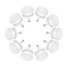 10X WHITE CERAMIC 35MM CABINET KNOBS White Pattern Door Draw Bedroom Pull Handle