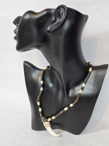 White and brown wooden - , beaded