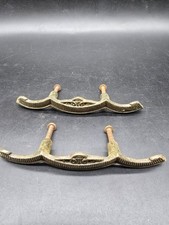 Unusual Pair Of Art Deco Drawer Cupboard Handles Steel Pull Bar 14.5 Cm Long 