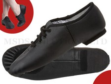 Lace Up Jazz Dance Shoes - Black Leather Split Sole Hard JIG Irish Pumps UNISEX