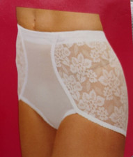 Ladies Bodyfit Floral White Lace Light Control Brief Knickers Girdle Size 10/12
