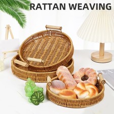 3 pcs Woven Serving Tray Round