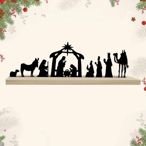 Metal nativity set with wooden - nativity,