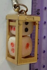 VINTAGE Olde Retro keyring Brass  boxing Dice ? gaming gambling dice ? Gambler