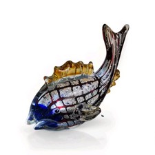  Murano Style Vintage Large Glass Fish Ornament Multicoloured 