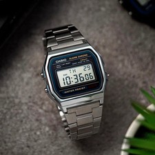 NEW CASIO Retro Classic Unisex Digital Steel Bracelet Watch A158WA-1YES Silver
