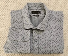Zara Man Mens Long Sleeve Shirt Grey Print Slim Fit Size Large VGC