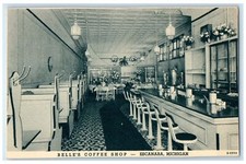 c1920's Escanaba Michigan Belle's Coffee Shop Interior Tables & Chairs Postcard
