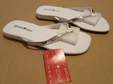 Children’s White Embellished Flip Flops, Size: Variable, New