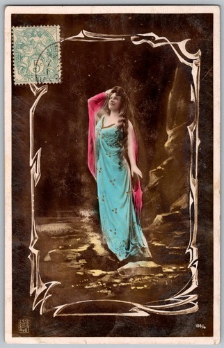 Antique rppc postcard - rppc, woman