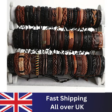 10PCS Mixed Bracelet Set - Leather, Rope & Webbing Bracelets for Men & Women UK