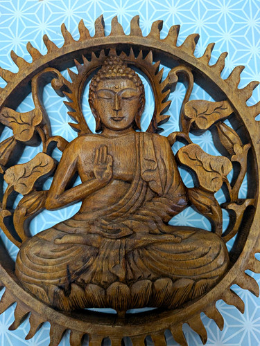 Carved wooden buddha wall - carved,