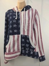 Urban Diva Distressed USA Flag Zip Hoodie (Size M)