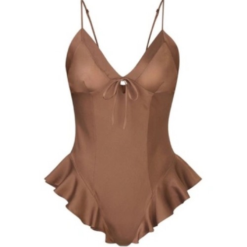 Skims brown silk satin teddy - silk,