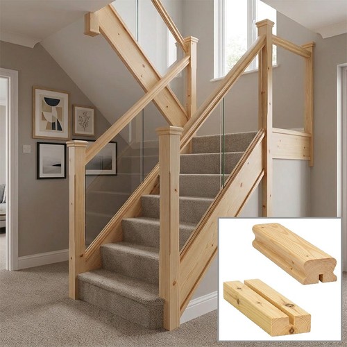 Pine glass lhr handrail - lhr, &