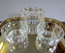 Vintage Glass 1 Pt Bubble Top Jelly Blancmange Mould And 2 Arcoroc Jelly Dishes