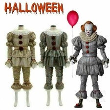 Halloween Joker It Pennywise Costume Mask Men Kids Clown Cosplay Fancy Outfit