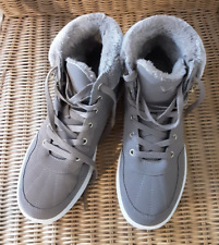 Deichmann Ladies Taupe Hi Top Lace Up Boots Size 7 Freepost