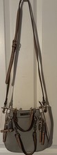 River Island Shoulder Bag White Gold Grey Tan Gold Chain Details Inside Pockets