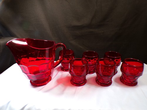 Ruby red glass georgian water - red,