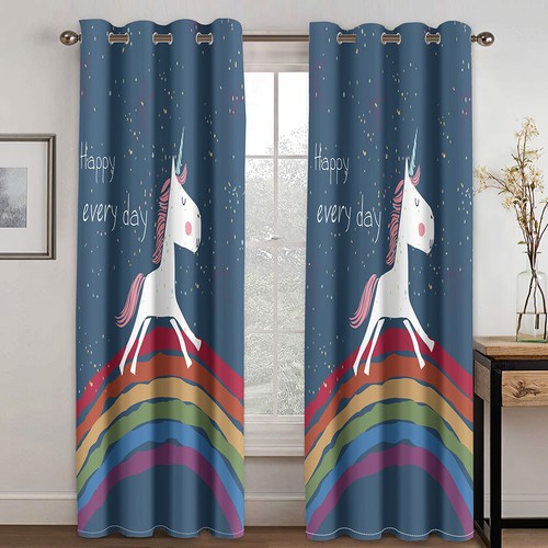 Happy unicorn cartoon - cartoon, curtain