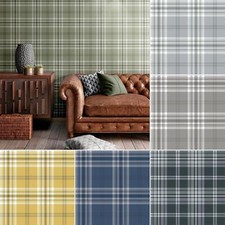 Muriva Kelso Check Wallpaper Tartan Any Room Catherine Lansfield - Choose Colour